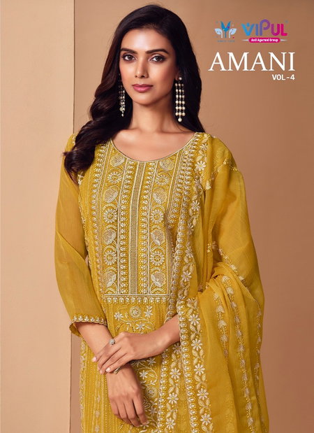 Amani Vol 4 By Vipul Chiffon Embroidery Online Designer Salwar Suits Wholesale